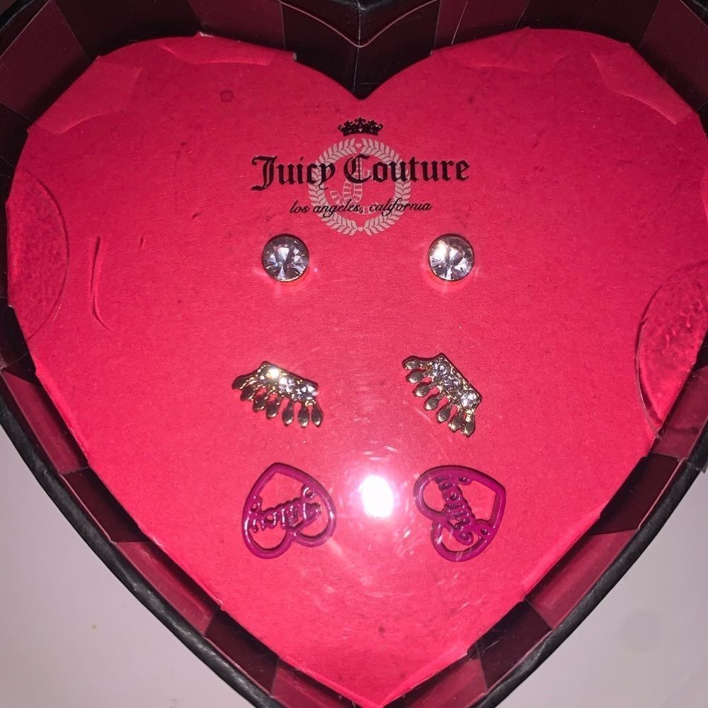 Valentines Juicy Couture 3 Piece Set of Earrings
